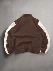 Manfinity ZONE917 男士立领口袋休闲百搭长袖夹克 - 咖啡棕 - 查看 2