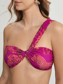 CAJUNI Zebra Print Bikini Set, Suitable For Beach & Vacation Valentine's Day - Hot Pink - View 5