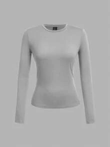 SHEIN EZwear 3 件套女士休闲紧身圆领长袖 T 恤套装，适合秋冬季 - 彩色 - 查看 11