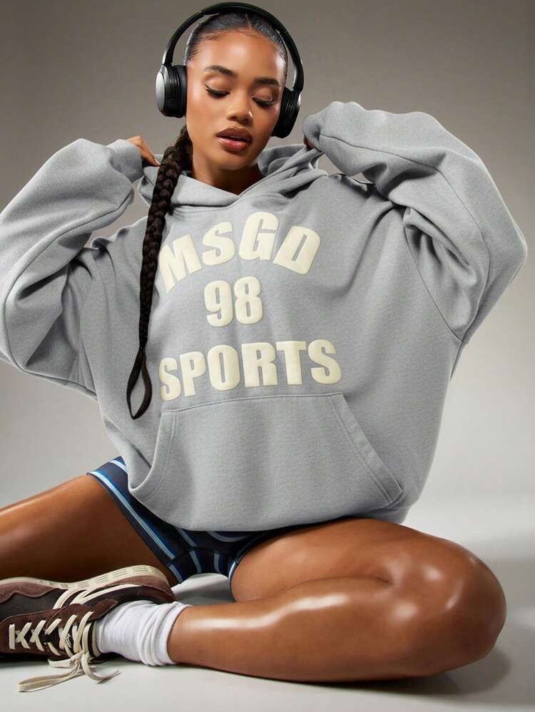 MISSGUIDED Felpa con cappuccio oversize con tasca frontale e cappuccio con coulisse