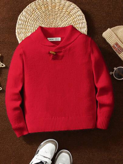 1 件年轻男孩休闲校园风格舒适温暖白色装饰超大针织毛衣，适合通勤、上学、聚会、秋冬季返校装