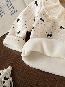 SHEIN 女宝宝秋冬甜美淑女精致刺绣蕾丝针织分层上衣