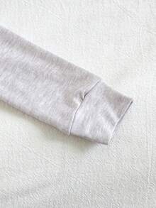 2pcs Toddler Boys' Tight-Fitting Set, Long Sleeve Top With Embroidered Design, Paired With Black Striped Pants, Simple & Comfortable Casual Wear Bamboo Pajamas Kids Long Sleeve Pajamas Striped Pajamas Kids Seashell Pajamas Kids Pajamas "Tight Fit Pajama","Tight Fit","Snug Fit Bon Appetit Pajamas Croissant Print Pajamas Striped Pants Kids "Tight Fit Pajama","Tight Fit","Snug Fit - Light Grey - View 5