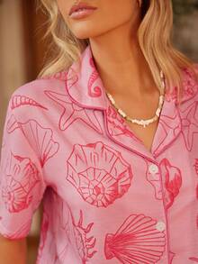 Lullawish 波西米亚海洋印花女士睡衣家居服套装，适合休闲穿着