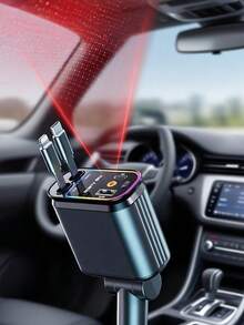 Teckwe 1pc Car Charger Supports Super Fast Charging, Retractable 4-In-1 Cigarette Lighter Charger