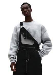 SUMWON 宽松版型牛仔背带裤，撞色缝线，可调节肩带，打造休闲街头风格