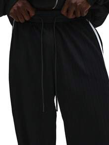 SUMWON Straight Fit Side Stripe Textured Pull On Pants With Elastic Waist And Comfort Drawstring - Black - View 6