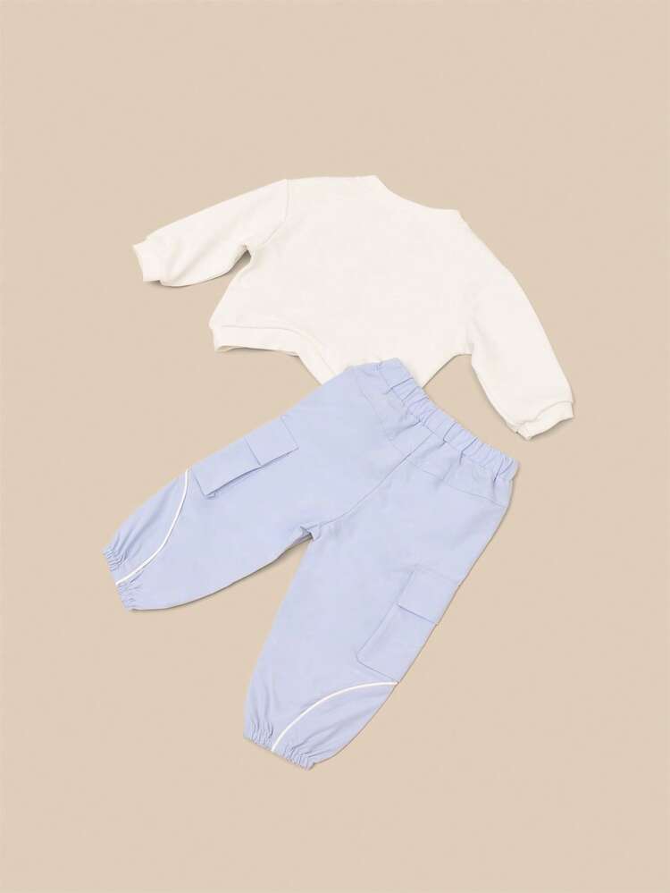 Conjunto de sudadera con capucha y jogger con estampado de estrellas