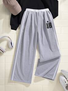 Explorewe Tween Girls' Casual Side Stripe Sweatpants - Grey - View 1