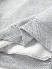 SHEIN 2件套青少年男童宽松字母图案连帽衫和运动裤套装 - 淺灰色 - 查看 3