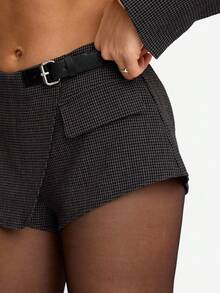 Avenya Quần short/váy ngắn cạp thấp kẻ caro nâu Tweed By Vintage, gợi cảm, thích hợp cho kỳ nghỉ thu đông, thời trang, mùa thu, Halloween, Giáng sinh, thanh lịch công sở, cạp thấp, đi chơi, không gian học thuật. - Nhiều màu - Xem 2