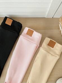 SHEIN LMoss Kids LMoss 3件套女婴秋冬加厚保暖内衬打底裤（黑色、灰色和杏色）。买1送3，百搭休闲保暖内衬裤 - 彩色 - 查看 5