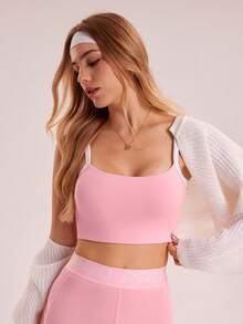 Sovereign Charm 女士撞色休闲健身运动吊带背心 - 粉色 - 查看 7