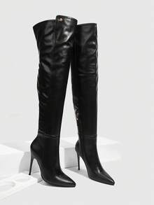 CUCCOO SZL Nuevas botas altas elegantes de tacón alto para otoño e invierno, botas altas por encima de la rodilla de punta estrecha y ajuste ceñido para mujeres en Navidad, otoño, Año Nuevo, San Valentín