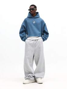 SUMWON 阔腿宽松运动裤 休闲居家慢跑裤 秋冬舒适纯色 - 灰色 - 查看 4