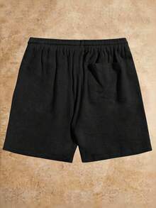 HIMLAND Loose Men's Drawstring Waist Jogger Shorts - Black - View 2