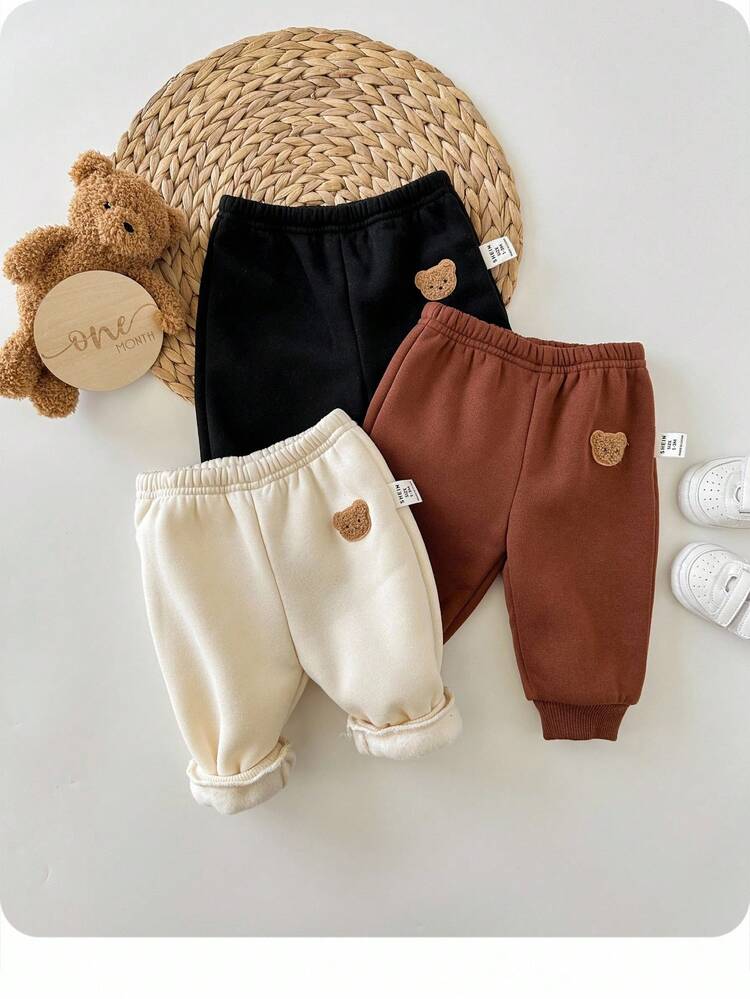 3 piezas Pantalones elásticos de cintura con estampado de dibujos animados para bebé recién nacido niño/niña - Multicolor - Añade 7