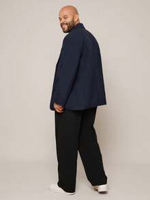 EASEVO 男士加大码休闲梭织长袖西装外套，带口袋，适合婚礼穿着