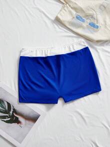 Lowkey Lull Damskie, kontrastowe, krótkie majtki chłopięce z kokardką i ozdobą w kształcie kokardy - Niebieski i biały - Zobacz 2