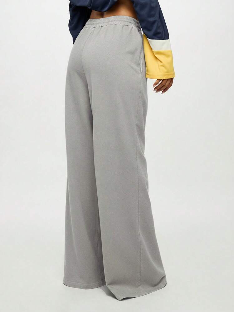 SUMWON WOMEN Wide Leg Washed Sweatpants With Text Print