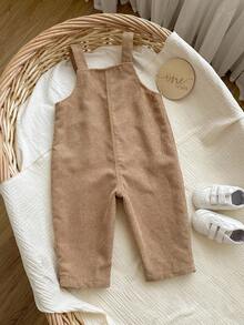 男婴可爱灯芯绒吊带裤，百搭秋冬 - 駝色 - 查看 2