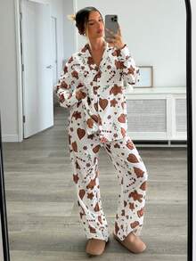 Aloruh Christmas Pajamas Women's Autumn/Winter New Gingerbread Print Long Sleeve Shirt & Pants 2 Pieces Pajama Set, Suitable For Home, Family Gathering, Christmas Shirt And Pants Set Christmas Pajamas Gingerbread Print Pajamas Women Pajama Set Cozy Fall And Winter Clothes For Women Winter Clothes Winter Clothes For Women Women's Winter Clothes Women Pajama Sets For Women Two Pieces Set For Women - Multicolor - View 9