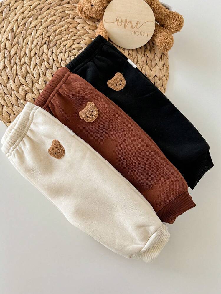 3 piezas Pantalones elásticos de cintura con estampado de dibujos animados para bebé recién nacido niño/niña - Multicolor - Añade 3