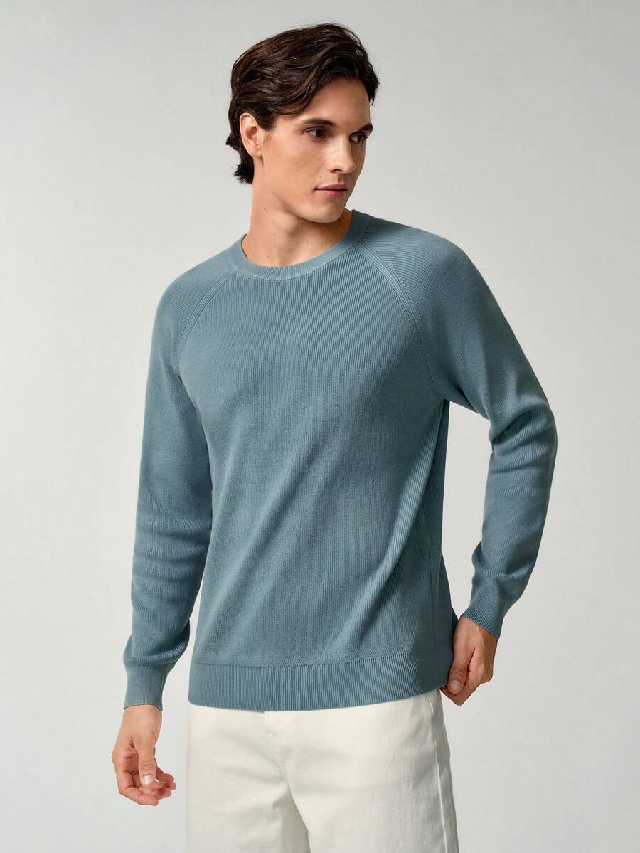 RONVEXI Herren Lässig einfarbiger Strickpullover, geeignet für Herbst/Winter, für Partys, Büros, Zuhause, Pendeln und Outdoor-Aktivitäten, Langarm-Oberteil - Verschiedenfarbig - Übersicht 1