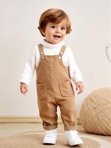 男婴可爱灯芯绒吊带裤，百搭秋冬 - 駝色 - 查看 9