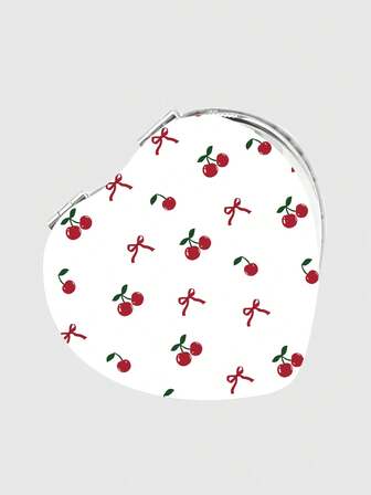 Kawaii مرآة مكياج مربعة بنمط الفيونكة والقلب الوردي، مرآة محمولة باليد للفتيات (توزيع النمط عشوائي) قطعة واحدة