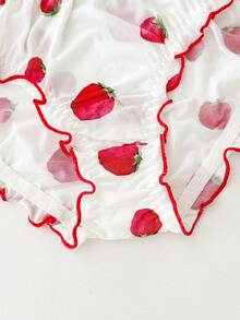 FairyFlirt 1pc Lightweight Strawberry Bow Design Girls' Panty - Red and White - View 5