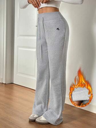 SHEIN Tall Women's Embroidery Flare Pants, Fashionable Design Suitable For Summer,Fall,Fall Clothes For Women