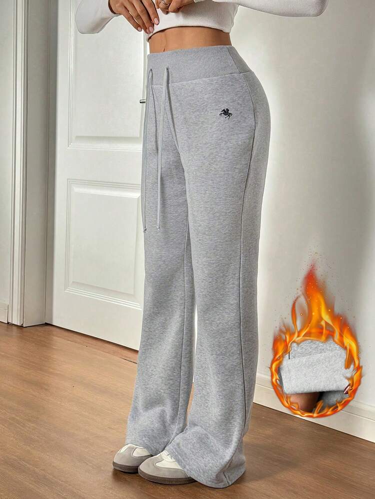 SHEIN Tall Women's Embroidery Flare Pants, Fashionable Design Suitable For Summer,Fall,Fall Clothes For Women