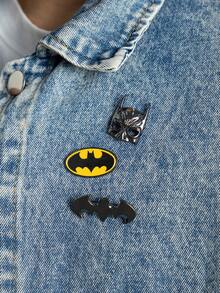 BATMAN X SHEIN 3pcs Fashionable Black Zinc Alloy Brooch Pins Set,Bag Charm Ornament,Suitable As Gift, Collection, Memorabilia