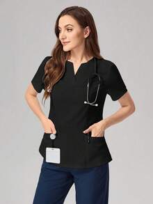 TaskEZ V-Neck Fitted Scrub Uniform Blouse, Casual And Stylish For Everyday Wear Scrub Set Nurse Dresses Scrub Tops Scrub Bottoms Lab Coats Running Nurse & Uniform Scrubs Handwashing Pocketed Breathable