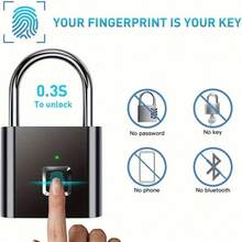 Compact Smart Fingerprint Padlock - IP56 Waterproof, Keyless Security, USB Rechargeable, Lightweight Aluminum - Ideal For Luggage, Briefcases And Backpacks