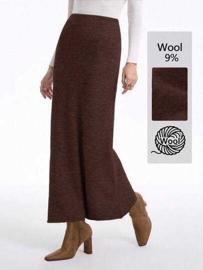 Aalyst Women's New Solid Color Elegant High-End Casual Loose Knit Sweater Skirt Set, Autumn/Winter