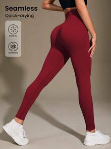 Seamluxe SHEIN Sport Legging Sem Costura Slim de Cintura Alta Canelada para Mulheres - Maciez de Segunda Pele Nuvem Macia, Secagem Rápida, Respirável, Elástica em 4 Direções, Ideal para Corrida, Ciclismo, Yoga, Pickleball, Exercícios e Uso Casual, Cor Preta