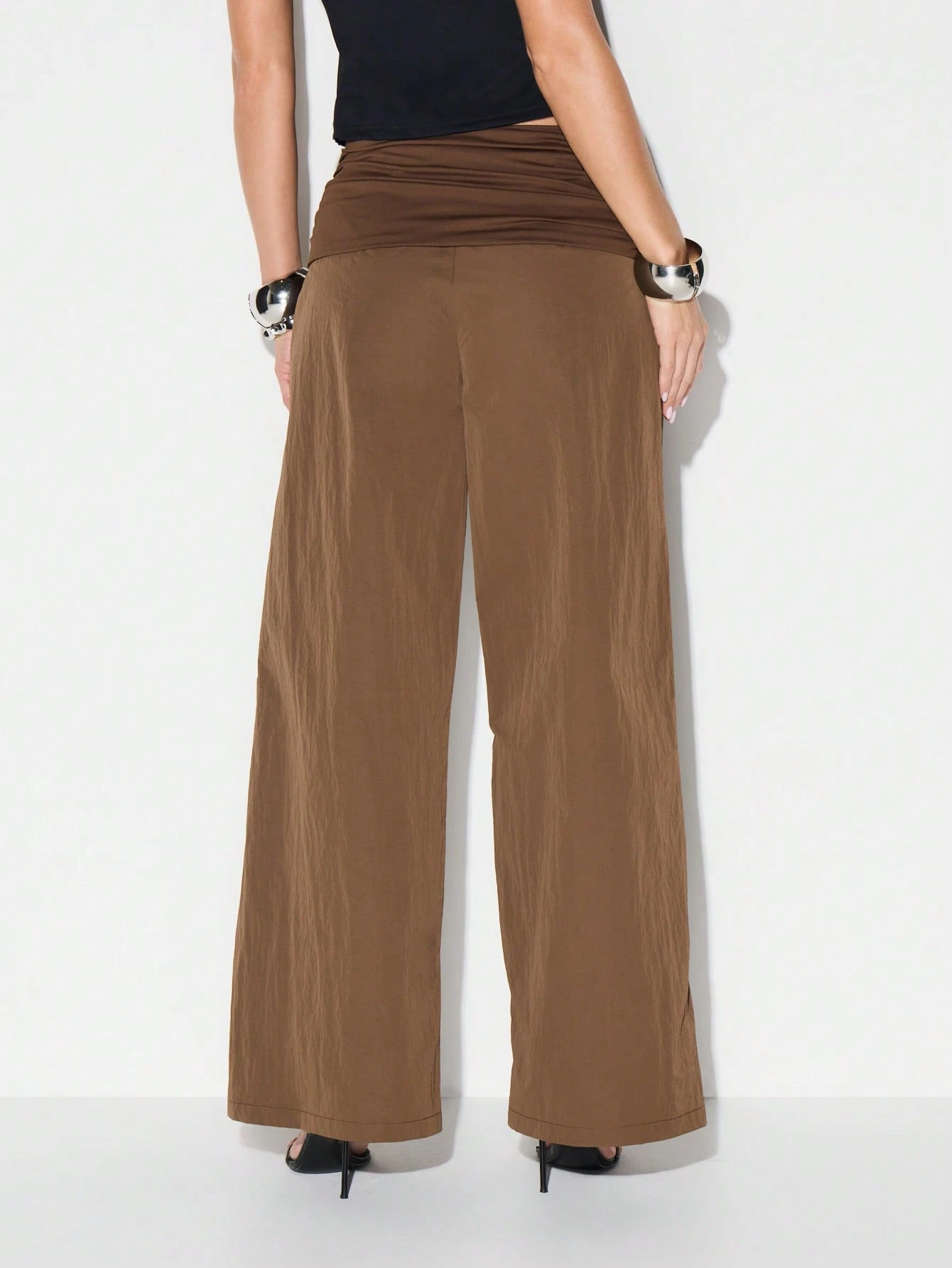 KIZN Palazzo-Hose mit weitem Bein und Jersey-Bund