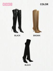 CUCCOO SZL Nuevas botas altas elegantes de tacón alto para otoño e invierno, botas altas por encima de la rodilla de punta estrecha y ajuste ceñido para mujeres en Navidad, otoño, Año Nuevo, San Valentín