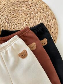 3 piezas Pantalones elásticos de cintura con estampado de dibujos animados para bebé recién nacido niño/niña