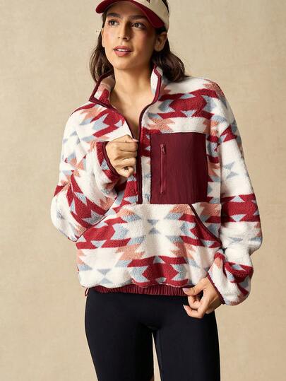 VARSITIE Chaqueta deportiva casual con estampado geométrico, otoño/invierno