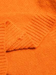 Rosumi 大码女式秋冬休闲街头风纯色焦橙色开衫，带口袋，适合多种场合，如冬季、圣诞节、新年、万圣节、外出等，2025新款，简约时尚，日常穿着。 - 亮橙色 - 查看 7