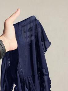 SHEIN ICON Women's Ruched Front Fitted Sexy Mesh Patchwork Cap Sleeve Backless Casual Vacation Cropped Tank Top,Sexy Tops - Navy Blue - View 10