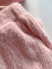 SHEIN EZwear Pink Winter Clothes Casual Sets For Women 2pcs/Set Women Casual Pink Knitted Ruffle Long Sleeve Top And Pants Set - Pink - View 5