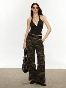 SHEIN SXY Women's Solid Color Sexy Twist Halter Backless Tank Top