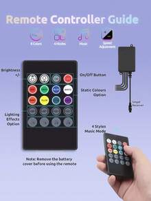 Teckwe 1個無線遙控rgb車內氛圍燈,帶48個led和音樂同步功能