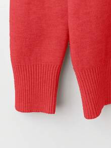 Franclia 女式修身圆领保暖长袖毛衣 - 紅色 - 查看 7