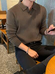 DAZY Men's Solid Brown Half-Zip Sweater, Autumn/Winter - Brown - View 5