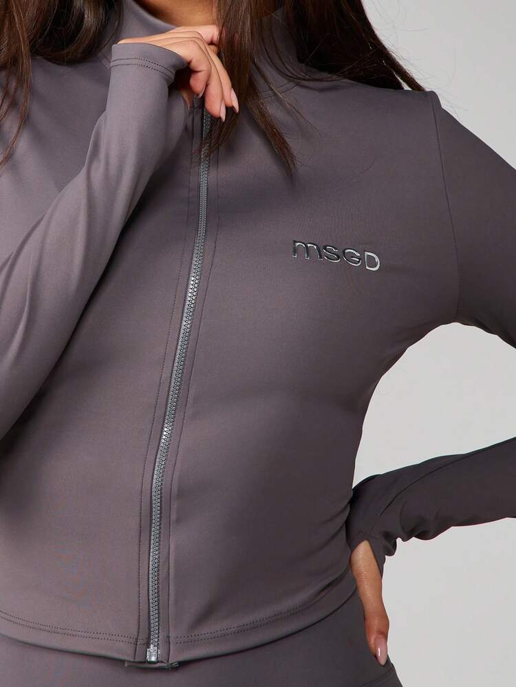 MISSGUIDED MSGD Full Zip Active Jacket With Mock Neck And Fitted Silhouette For Athletic Wear And Casual Layering